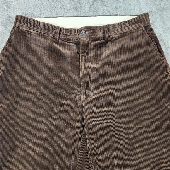 Polo Ralph Lauren Corduroy Pants Mens 35x32 Brown Flat Front Wide Wale Chino - Picture 3 of 16